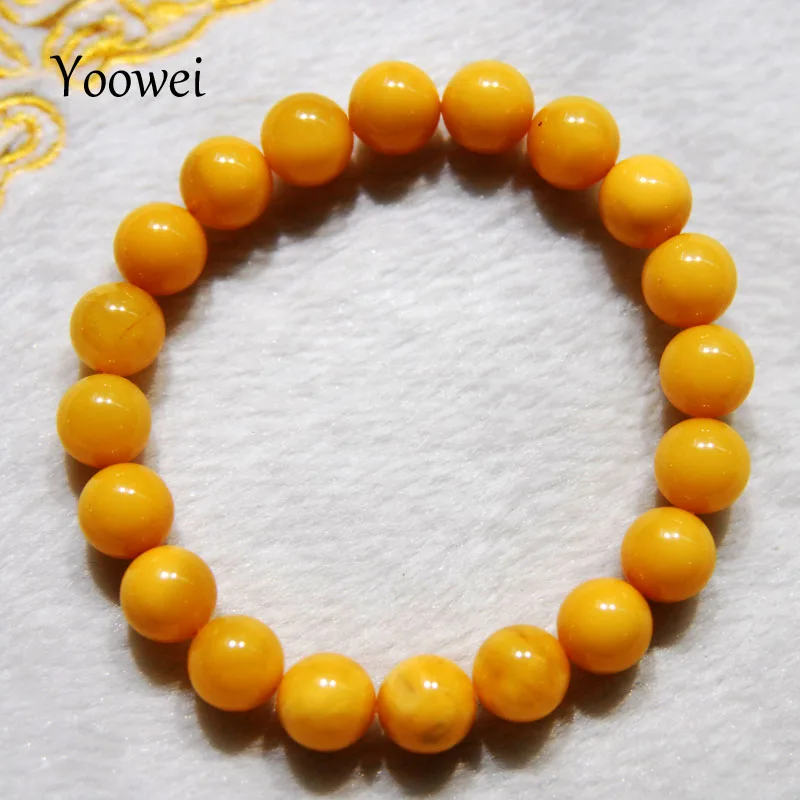 

Yoowei 10/11/12mm Amber Bracelet Supplies Certificated Round Beads Luxury Precious Stone Baltic Natural Amber Jewelry Wholesale