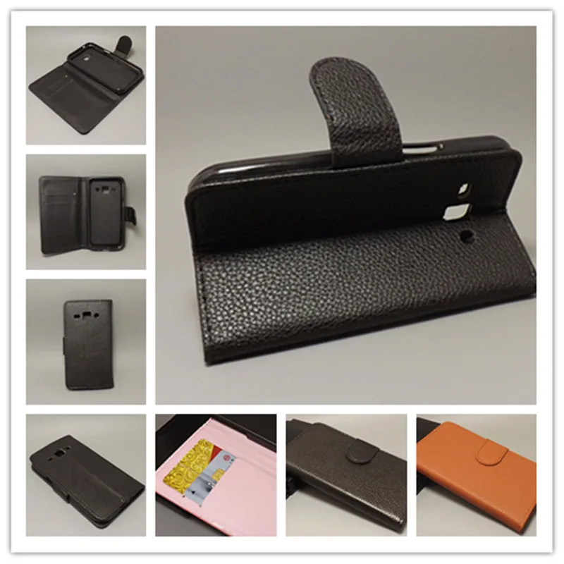 For Samsung GALAXY J1 j100 Luxury lizhi case cover stand function for with 2 Card Holder and pouch slot | Мобильные телефоны и