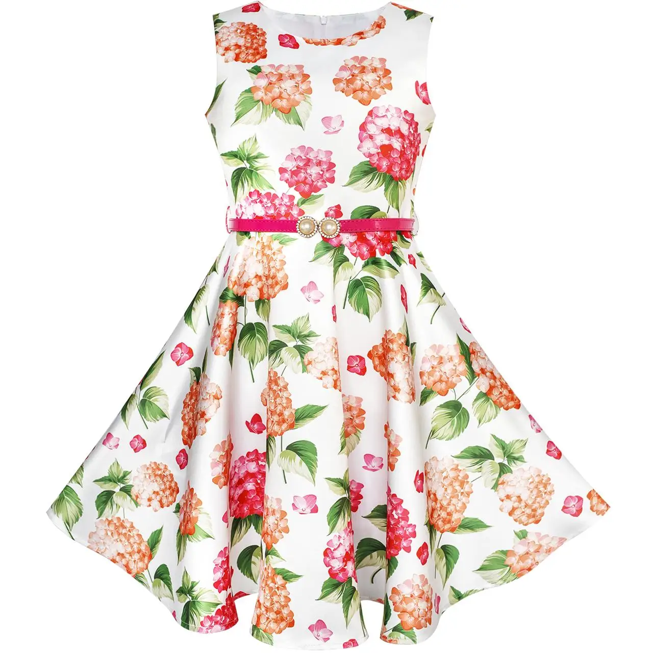 Flower Girls Dress Red Belt Flora Princess Sundress 2020 Summer Wedding Party Dresses Kids Clothes Size 5-12 Pageant Vestidos | Детская