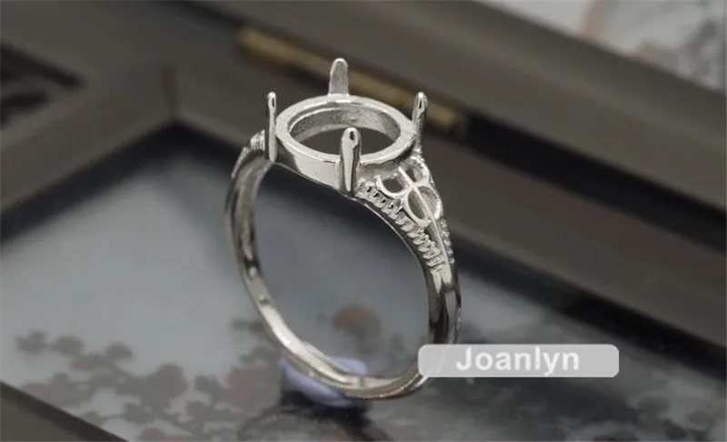 Joanlyn кольцо для 10x10 мм круглые кабошоны белого золота гальваническим 925 серебро регулируемый ремешок кольцо пустой JZ089