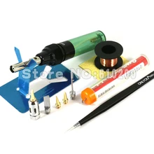 Набор паяльников с газообразным пламенем и Бутаном, ручка, фонарь с пламенем, инструмент для самостоятельной сборки, беспроводной паяльник+ 5 шт. наконечников, Насадка+ Пинцет+ припой