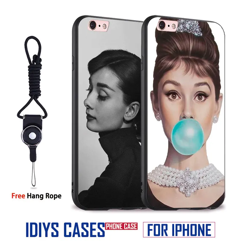 

Audrey Hepburn Coque Originality With Hang Rope Soft Silicone Phone Case Cover Shell Bag For Apple iPhone 5 SE 5S 6 6S 7 PLUS