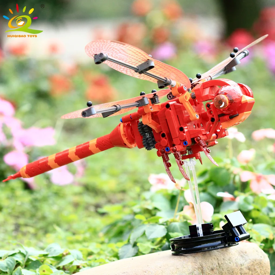 Дешево 330 шт, поделки, Красная стрекоза, строительные блоки, совместимые с legoingly Technic, животные, город, кирпичи, детские строительные игрушки