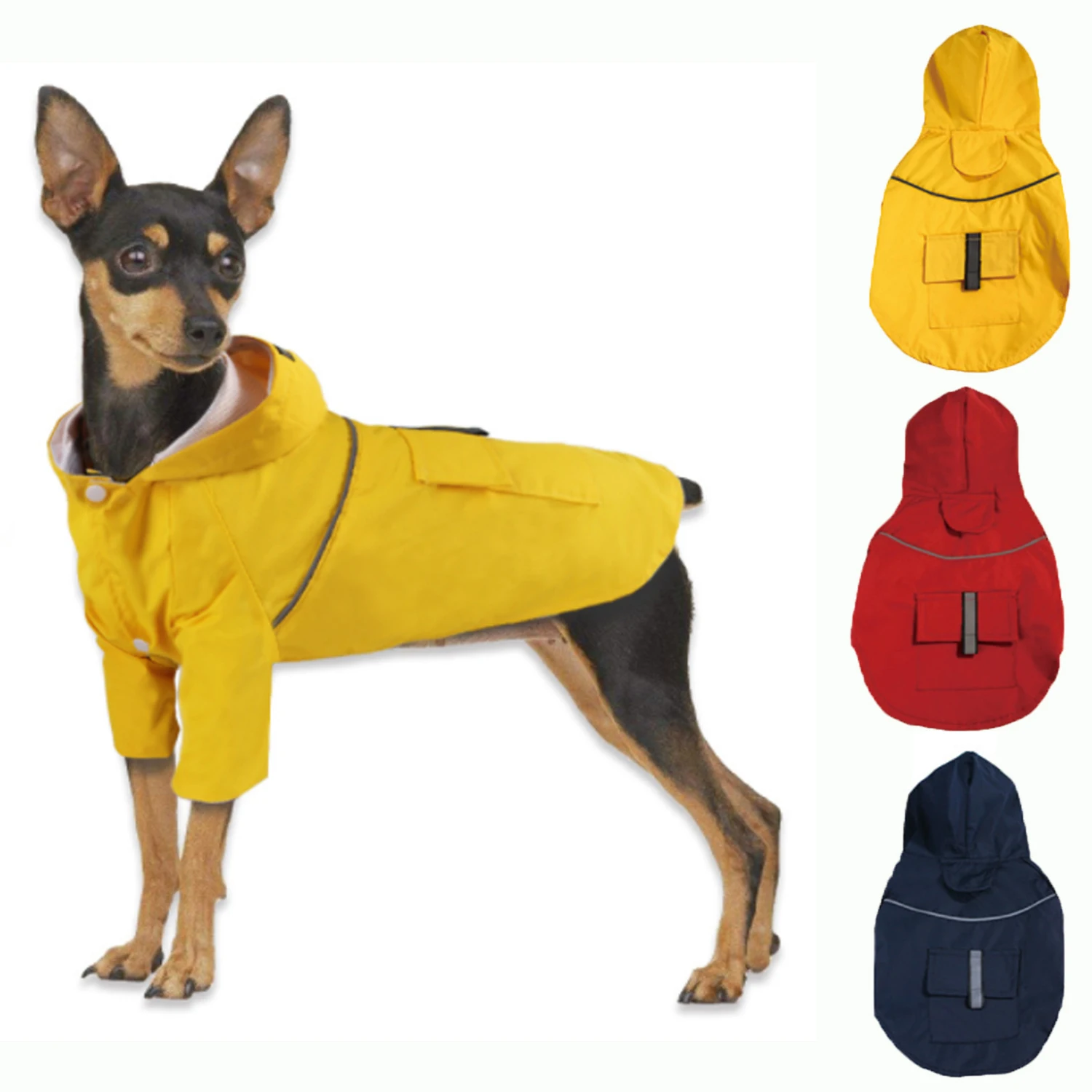 

Spring/Summer Outdoor Pet Raincoat Dog clothes Reflective waterproof dog suit Hooded breathable windbreaker Double a raincoat