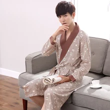 Благородные халаты мужские весенние хлопковые пижамы с длинными рукавами пижамы для пожилых мужчин пижамы для сна халат большого размера 4XL