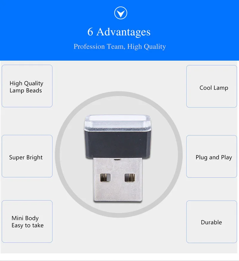 Автомобильный Стайлинг LED USB атмосферные огни мини декоративная аварийная лампа