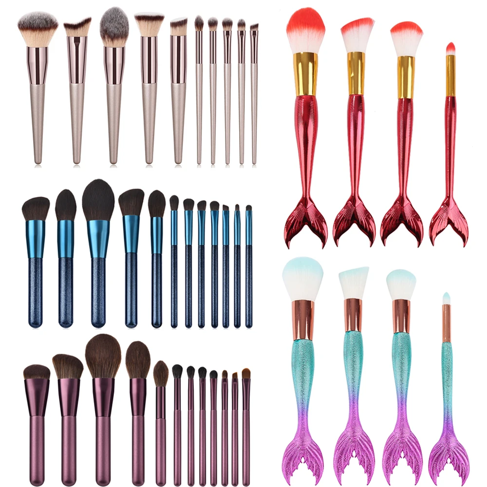 4/10/12Pcs Multi function Soft Hair Cosmetic Brush kit Foundation Eyebrow Eyeshadow Powder