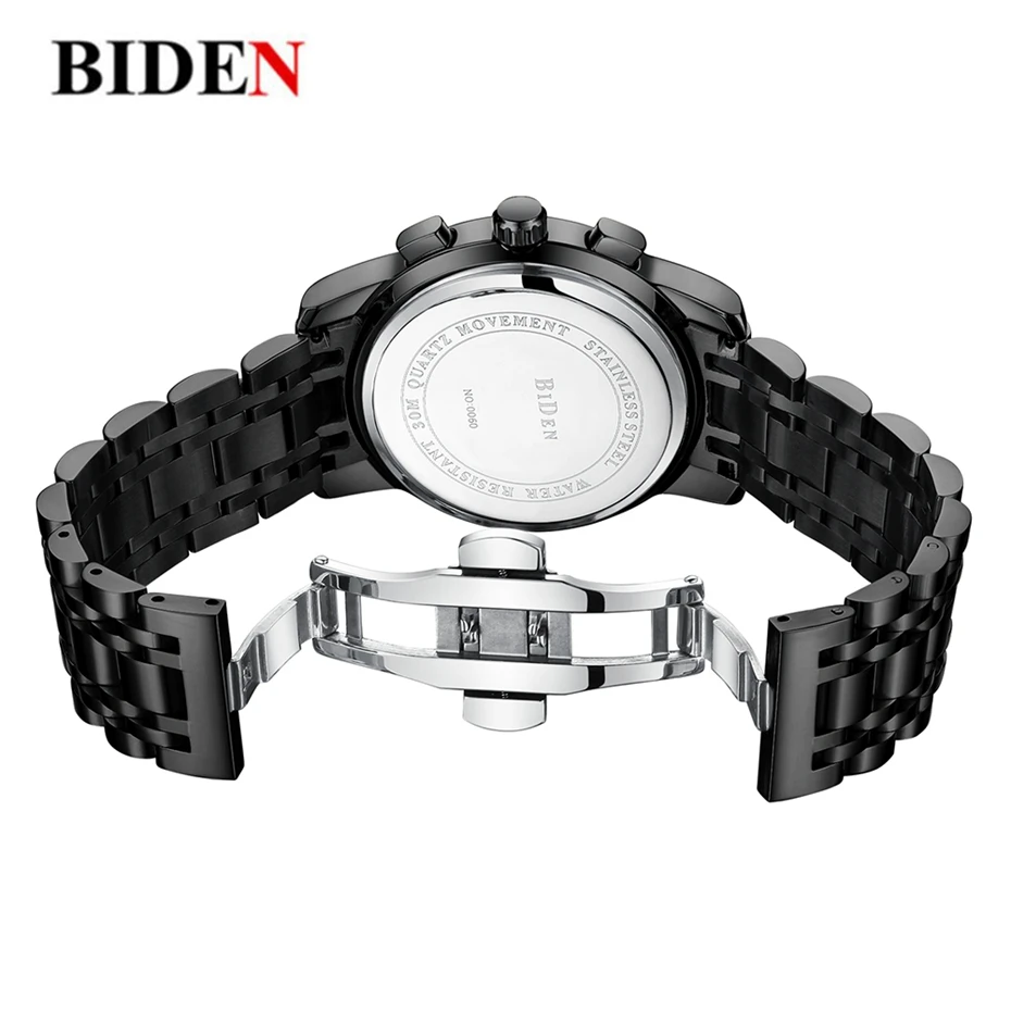 Luxury Men's Watches BIDEN Quartz Watch Brand Men Full Stainless Steel Wrist Unique Business Aviator Watches Men Clock Man Gifts 2019 (8)