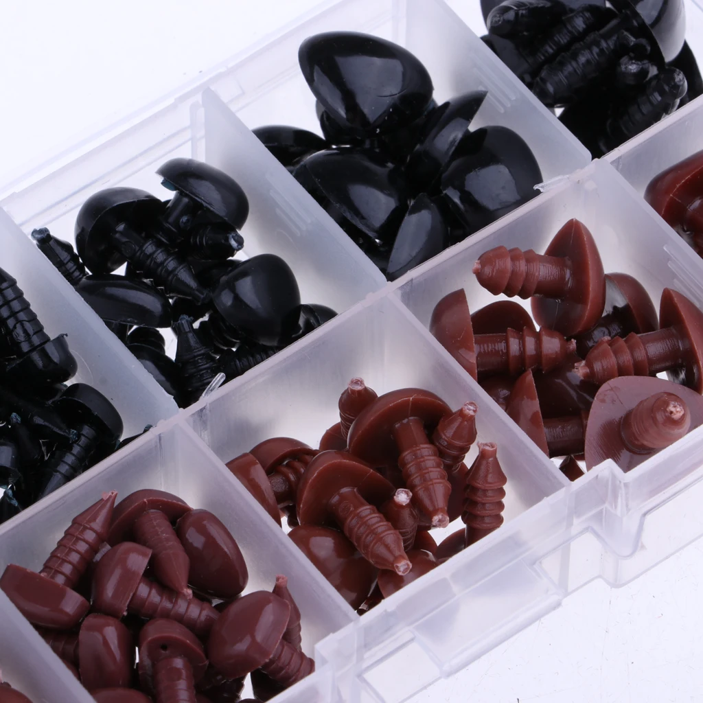 130 Pieces 8-16mm Plastic Safety Noses For Teddy Bear Animal Puppet Toys Crafts Doll DIY Making Accessories