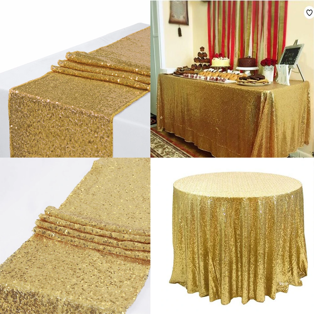 

30x275 cm Sparkly Gold Sequin Table Runner for Wedding Party Christmas Table Runner Tablecloth Decoration