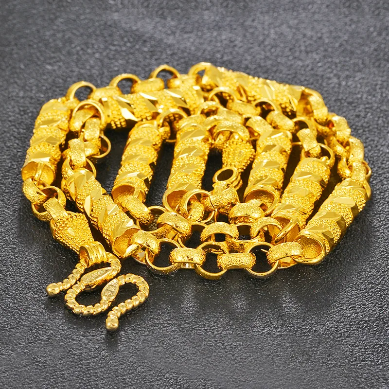 Однотонная цепочка с цепочкой из веревки, ожерелье из желтого золота, новинка, властное мужское ожерелье, ювелирное изделие, колье для мужчин