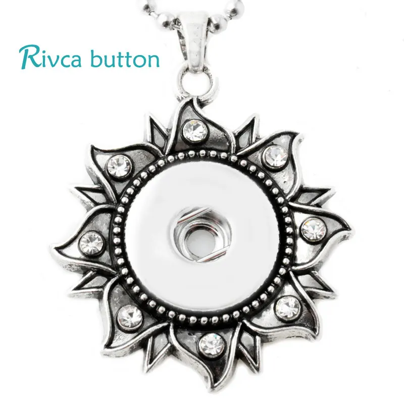 

P00742 Gifts Snap Necklaces & Pendants Wholesale Rose Necklace Female's Sweater Fit Rivca Snap Button Retro Pendant Necklace