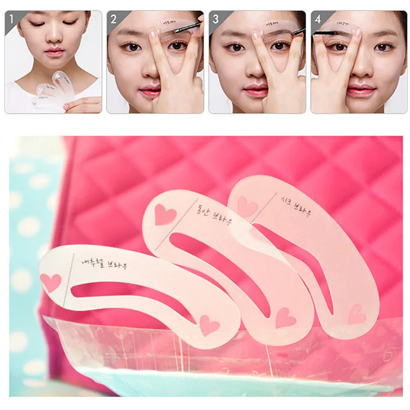 

3 Styles Eyebrow Stencil Reusable Eyebrow enhancer Drawing Guide Eyebrow template Molds Use with Eyebrow Pencil Makeup Tools