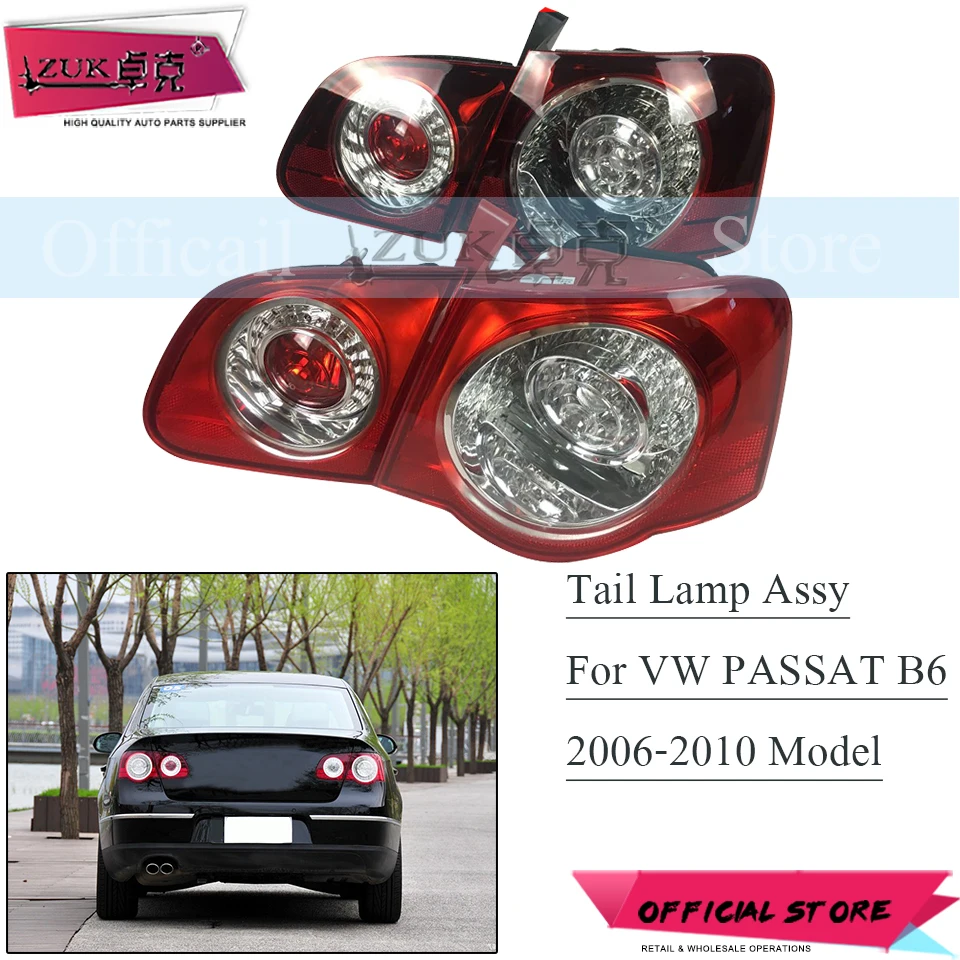 

ZUK Outer Inner Tail Light Tailight Rear Light Brake Light Stop Light For PASSAT B6 2006 2007 2008 2009 2010 Deep Light Red