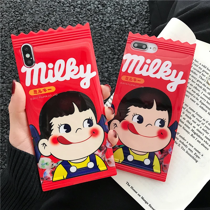 

Cute Milky Girl Boy Case For iphone X XS Max XR 6 6s 7 8 Plus Case Candy Japan Cartoon Cover For iPhone 7 Case Silicone Coque