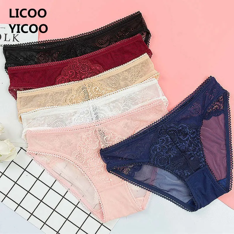 

Women Sexy Panties Lace Mesh Briefs Low Waist Lady Transparent Ultra-thin Intimates Female Breathable Soft Flower Underwear
