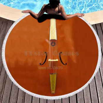 

Violin Guitar art Musical instrument Women Bath Towel for Beach Thick Round 3d print Fabric Quick Compressed Towel new style-2