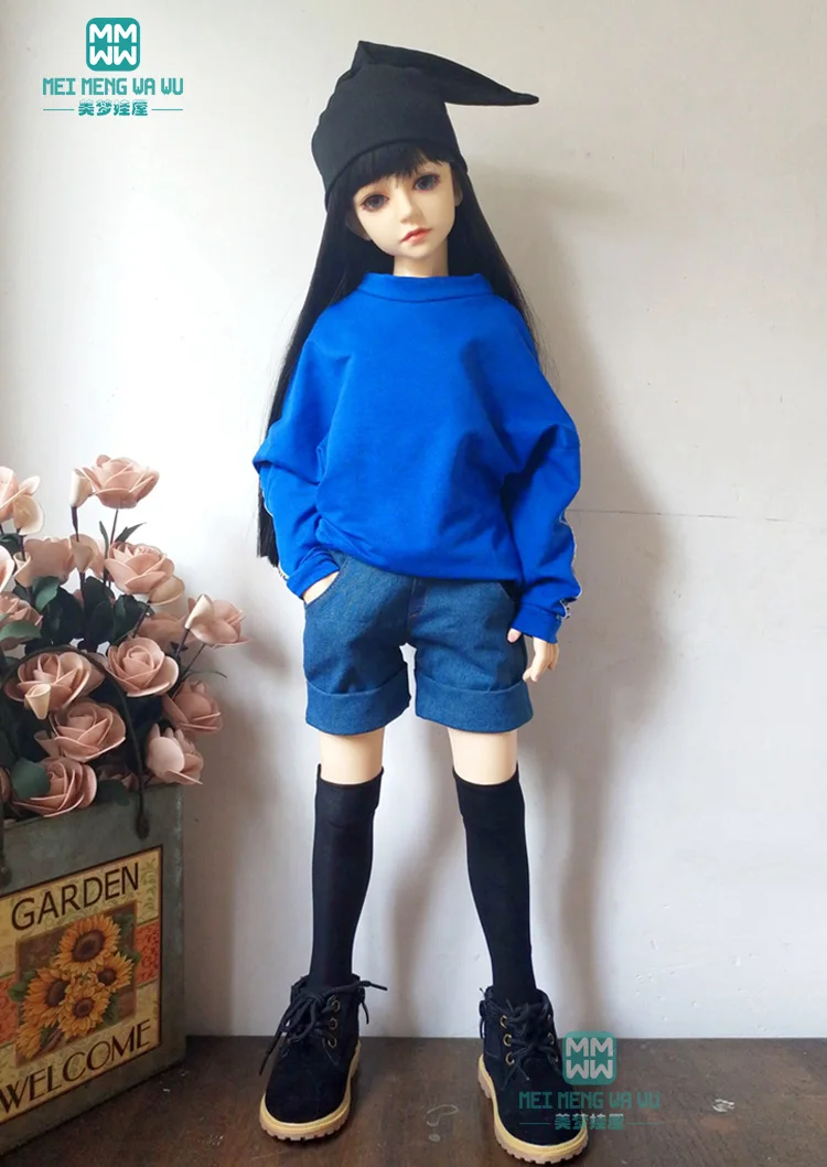 Одежда для куклы, подходит 1/3 BJD SD13 SD14 кукла модная толстовка с капюшоном Повседневная одежда+ джинсовые шорты