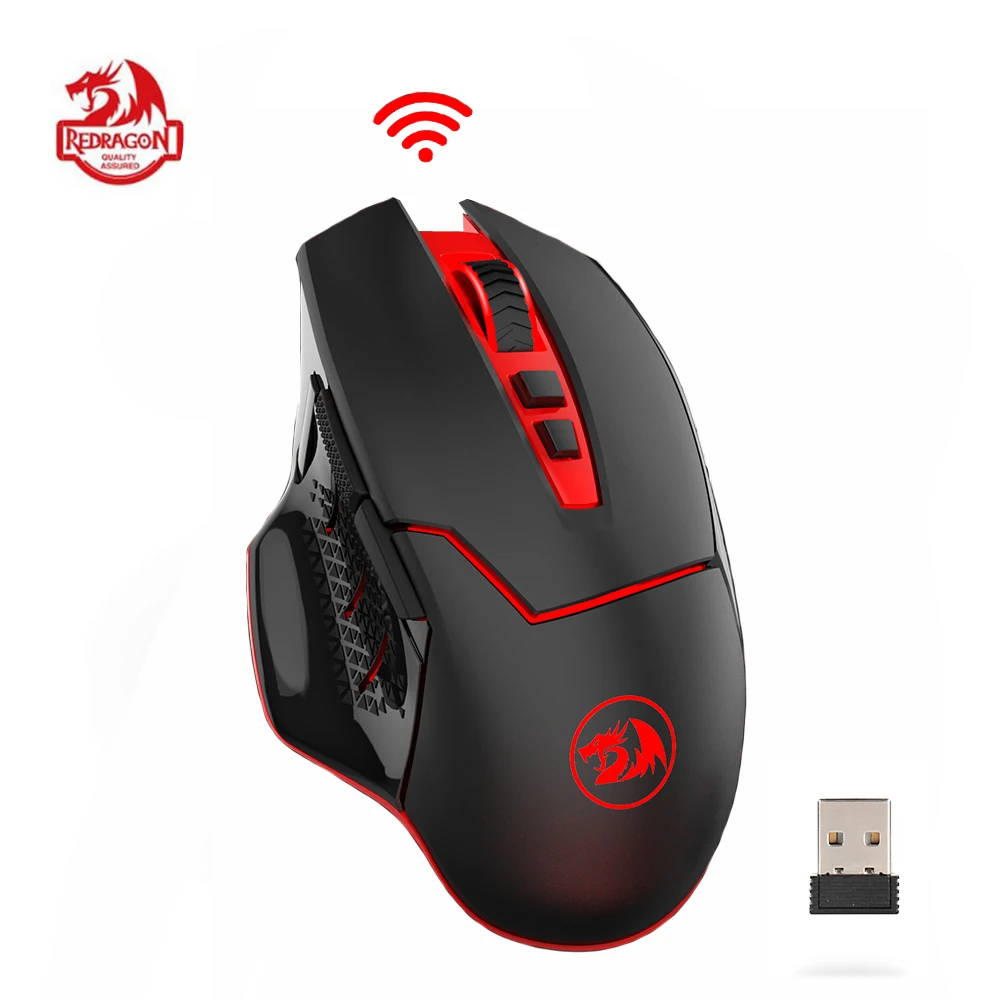 Дешево Игровая мышь Redragon M690 1, беспроводная Регулируемая мышь, 8 кнопок, 2400 точек дюйм, 2,4 ГГц, для MMO Pro Gamers, ПК, ноутбука для LOL