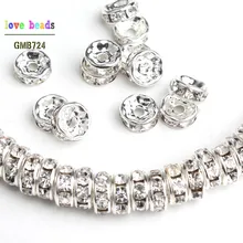 4/6/8 мм цвета: металлик, белый, с украшением в виде кристаллов Стразы окрашенных бусин Рондель, "сделай сам" для изготовления ювелирных изделий, аксессуары 100/200/300 шт./лот