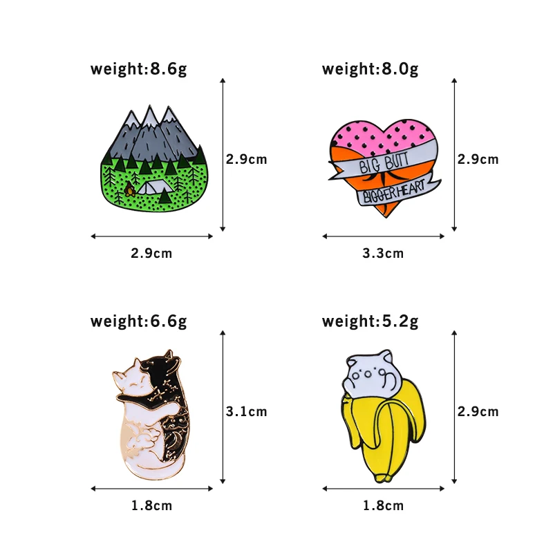 Симпатичный значок, любовь, пара, кот, банан, горный сплав, брошь на воротник, булавка, брошь для женщин, детей, ювелирные изделия, куртки, эмаль, на лацкане