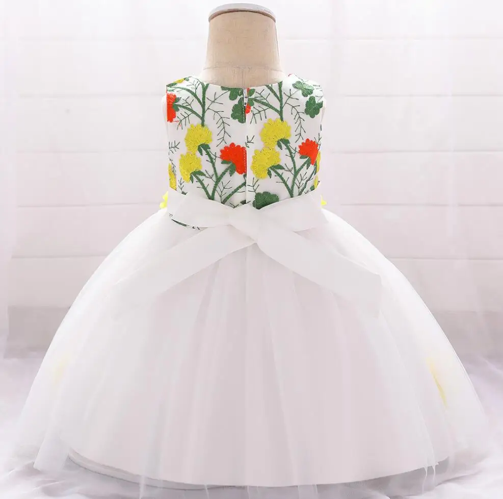 New infant Baby Girl Dress flower Baptism Dresses for Girls one years birthday party wedding baby clothes full moon dress