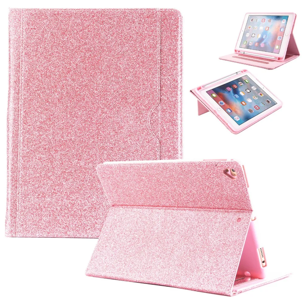 For iPad Mini Case Glitter Sparkly Folio Stand PU Leather Case with