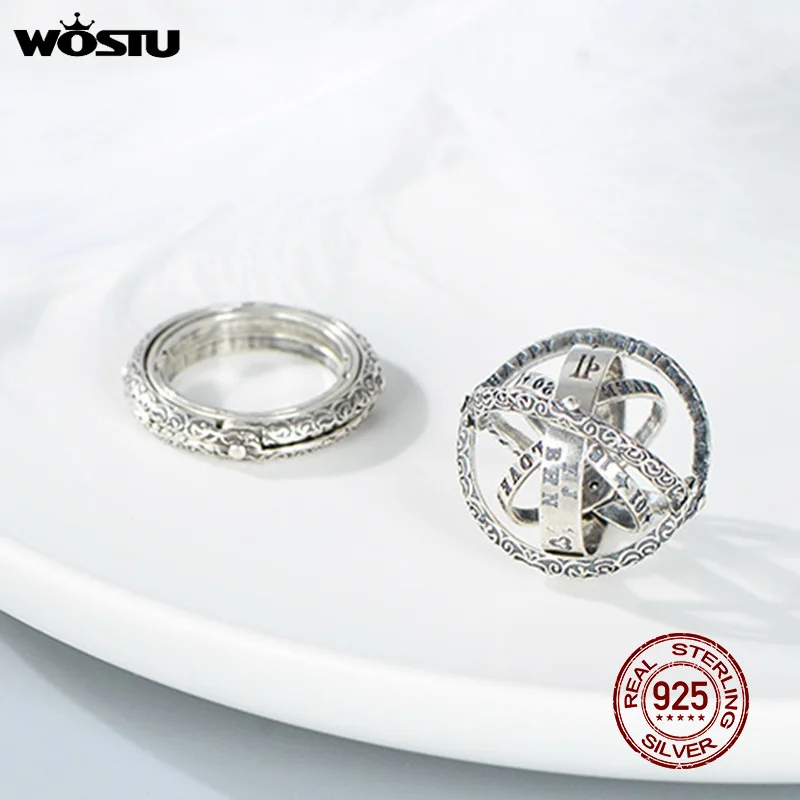 

WOSTU Astronomical Sphere Ball Ring 100% 925 Sterling Silver Open Deformation Finger For Women Men Silver 925 Jewelry FIR559