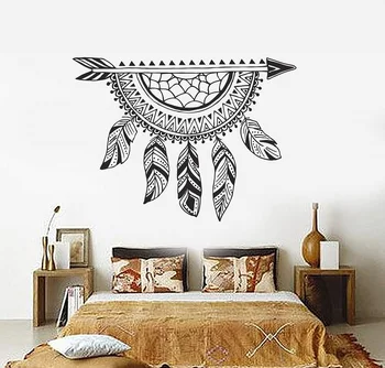 

Dream Catcher Arrow Dream Catcher Ethnic Wind Bohemian Vinyl Wall Decal Home Living Room Bedroom Art Sticker Mural 2SH11
