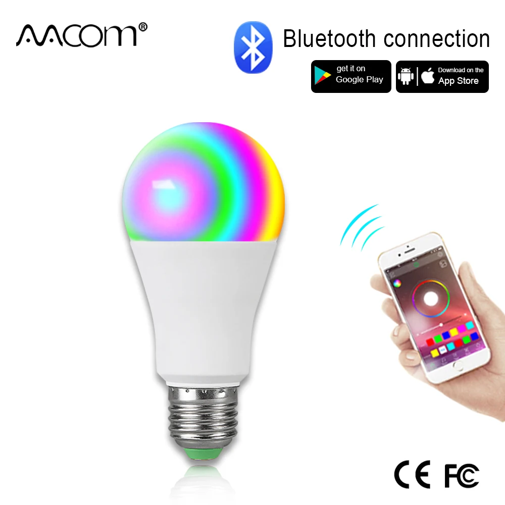 Ampoule светодиодный E27 Беспроводная Bluetooth умная Лампа 15 Вт 85-265 в RGBW светодиодный светильник с музыкальным управлением 20 режимов для IOS/Android