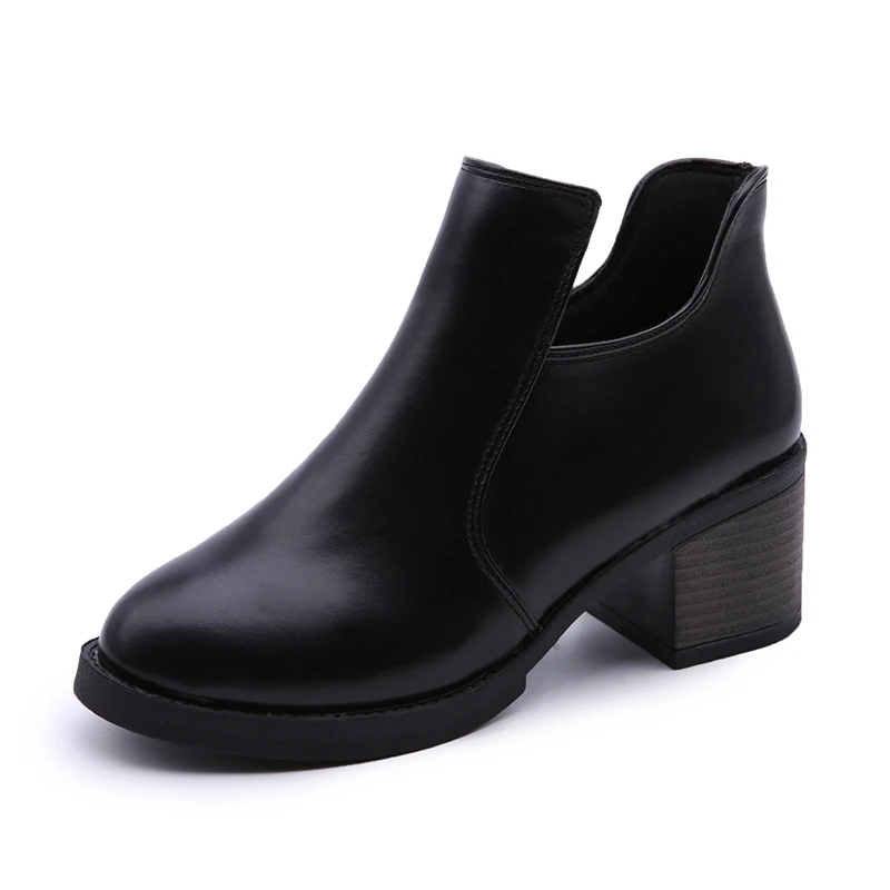 zippered low heeled ankle boots