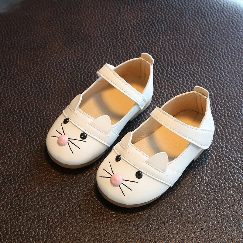 2 Baby Girl Shoes Kids Spring Autumn Casual Shoes Cartoon Cat Magic Stickers Infant Baby Cute Girl Princess Non-Slip Baby Shoes