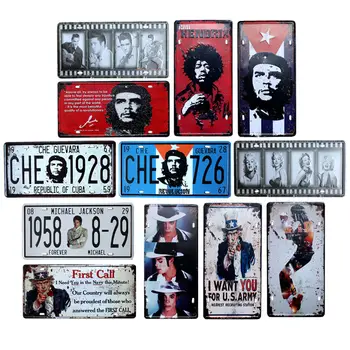 

Michael Jackson Che Guevara Metal Vintage License Plates Wall Plaque Cafe Restaurant Decoration Living Room Home Decor 15x30cm