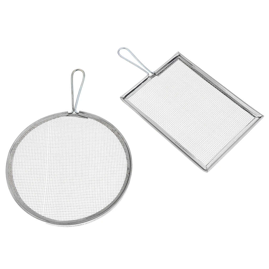 2pcs Filter Mesh Screen Strainers Steel Diy Crafts Mesh Sieves for Ceramic Glaze 2 Styles Can Choose With Handles