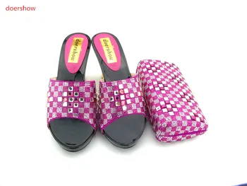 

doershow Nice Design Italian Shoes With Matching Bags Latest Rhinestone African Women Shoes and Bags Set For Sale HH1-3