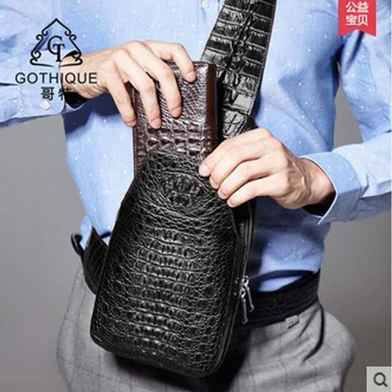 

gete 2019 new hot free shipping men Crocodile chest bag man bag fashion leisure male bag men chest bag