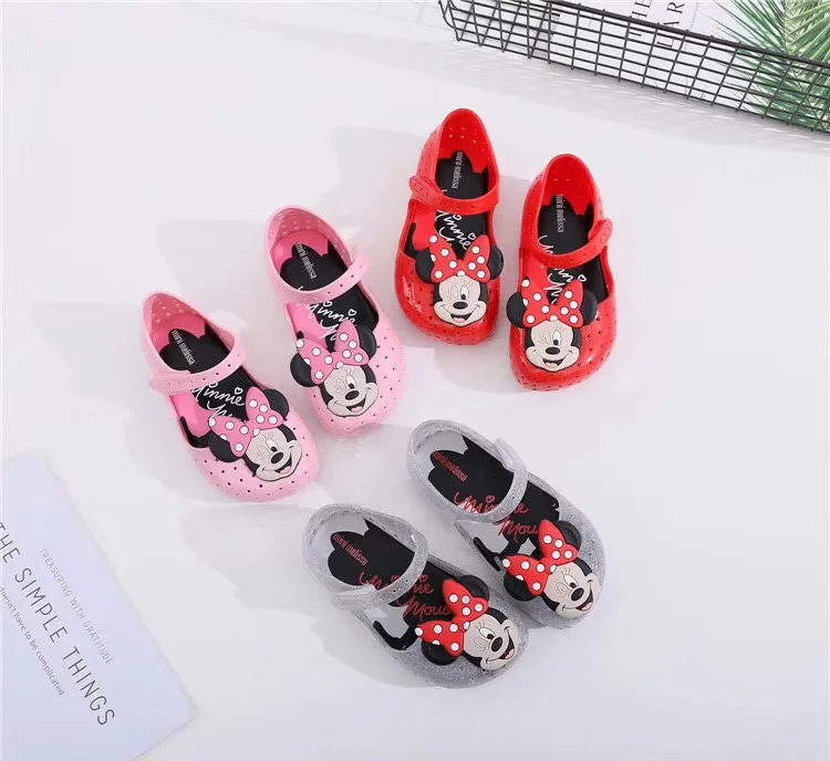 

Mini Melissa Cute Mickey Minnie Girls Jelly Sandal 2019 New Summer Girl Jelly Shoes Non-slip Sandals Melissa Kids Beach Sandal
