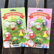 6 шт./упак. футболка с изображением персонажей видеоигр Мини Рождественская Санта Клаус Снежинка Bell перчатки Подарочная коробка резиновый ластик для карандаша студенческие канцелярские принадлежности подарки для детей