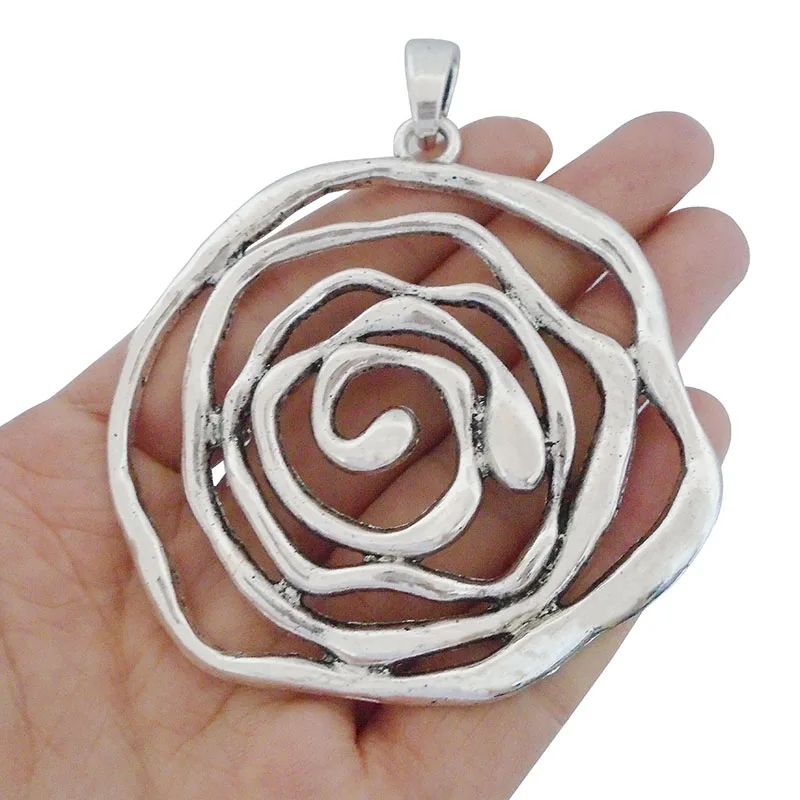 3 x старинное серебро Бохо с большой Swirl Vortex Спираль круглые подвески для Цепочки и ожерелья ювелирных изделий Выводы 72 м