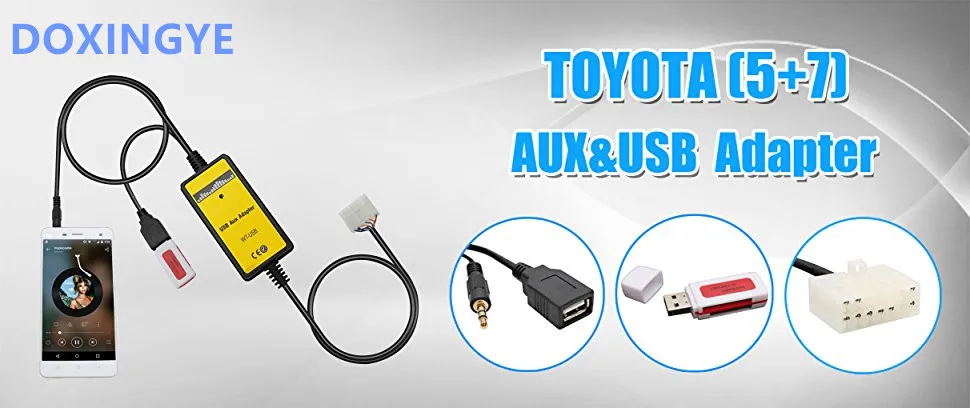 DOXINGYE, USB AUX MP3-плеер адаптер автомобильный цифровой музыкальный Cd Changer адаптер для Toyota(5+ 7) Pin Camry Corolla Lexus RAV4 Yaris