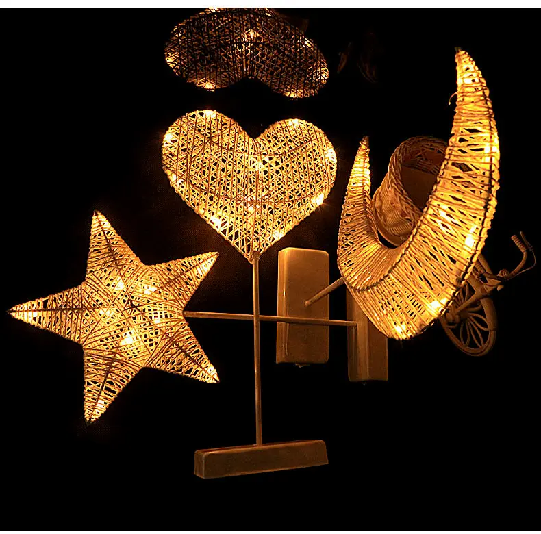 Night Table Lamp Hand-Crafted 40 cm LED Night Light Star Heart Love Shaped Lamp Battery Powered Girls Room Decorative New Year (14)