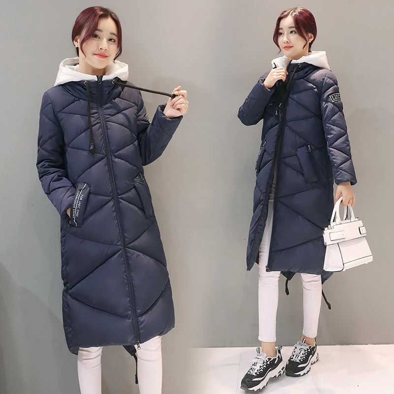 M 2XL 2016 New Women s Winter Coat Casual Solid Long Jacket With Hooded Cotton Jacket