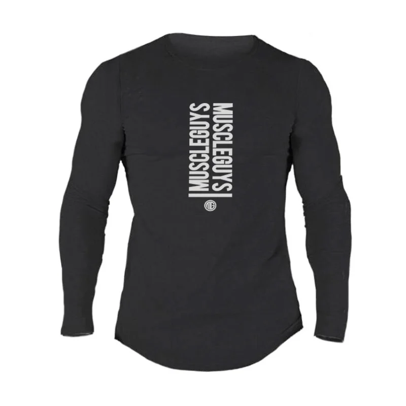 Muscleguys New Fashion High Quality Sporting T-shirt Men long Sleeve Fitness T shirt Men's solid gyms Bodybuilding Tee | Мужская