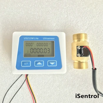 

US211M Lite USC-HS43TB 2-45L/min Digital Flow Meter 5V Flow Reader Compatible with all our hall effect water flow sensor with