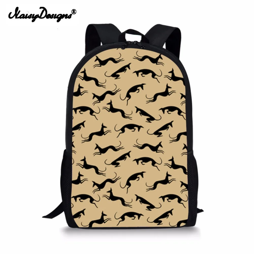 

Noisydesigns Customize Greyhound Black Dog Print Women Lady Fashion Mochila Escolar Men Girl Female Rucksack Shoulder Schoolbags