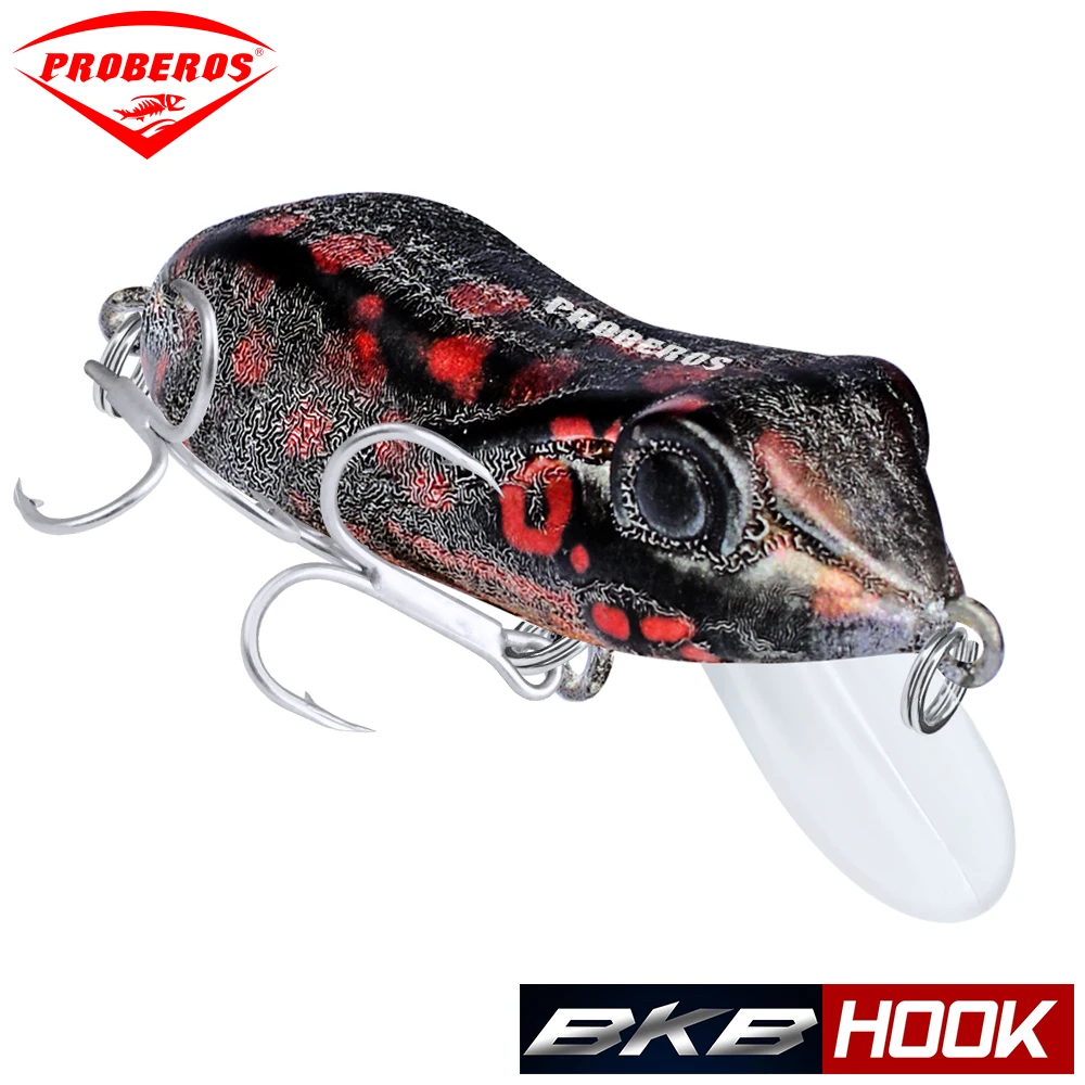 

1PC Crankbait Fishing Lures 4cm 9.5g Topwater Frog Shape Hard Artificial Bait 8# BKB Hooks 3D eyes Lifelike Wobblers Bass Tackle