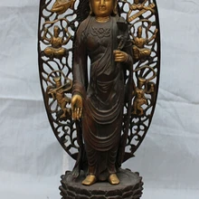 USPS в США S1796 1" Народная Китай Китайский Бронзовый Свинка Лотос Кван юн Гуань Инь Будда 7 Бог статуя