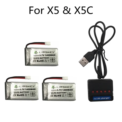 Новая версия 3,7 V 1400mAh LiPo аккумулятор для SYMA X5SW X5SC X5HW X5HC X5UW X5UC аккумулятор с зарядным устройством Drone 3,7 V 1400 mah Lipo - Цвет: Светло-серый