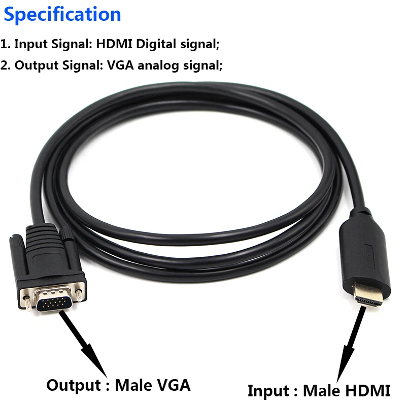 HDMI2VGA конвертер HDMI к VGA кабель Мужской декодер адаптера hdmi-vga hdmi к vga-адаптер совместимый ноутбук ПК проектор HDTV 1,2 м