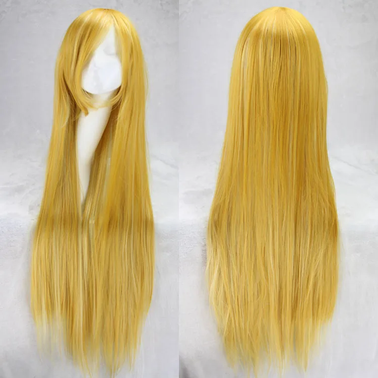 Женские 100 см 4" длинные женские синтетические парики для косплея волосы костюмы на Хэллоуин Perruque Peruca Femininas Coser - Цвет: yellow